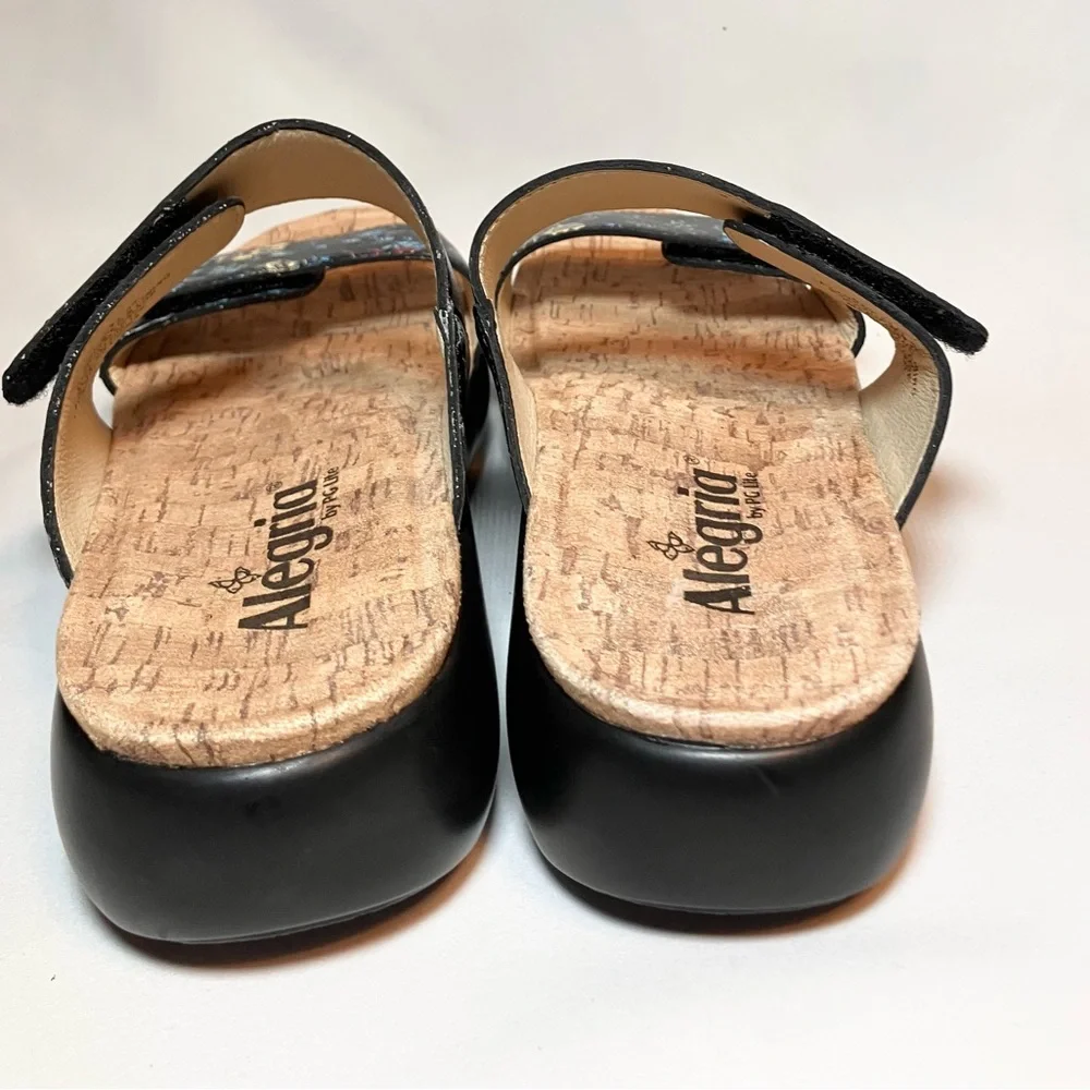 Alegria Navy Sz 7.5 38 Floral Women's Sandals Double Strap Adjustable NWOT‎ Read